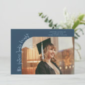 未来は明るい ネイビーブルー 湾曲写真 案内状 (スタンド正面)