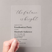 未来は明るい ミニマルな筆記体 卒業パーティー アクリル招待状 (インサイチュ (ポータブル))