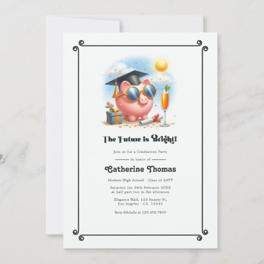 「未来は明るい」財務卒業 招待状 (正面)