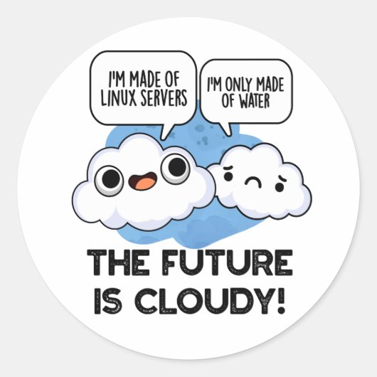 未来は曇り天気のコンおもしろいピュータ ラウンドシール (正面)