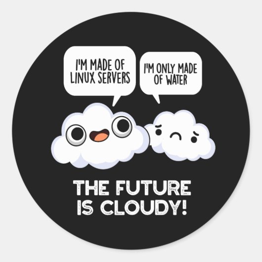 未来は曇り天気のコンピューターPun Dark BGa ラウンドシール (正面)