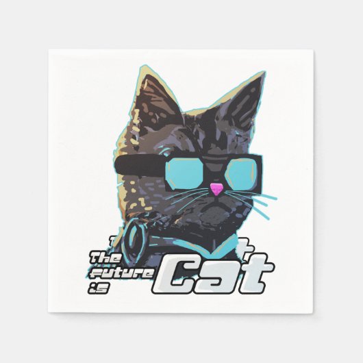 未来は猫 スタンダードカクテルナプキン (正面)