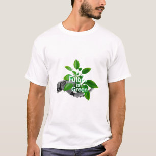 未来は緑:エコフレンドリーロボット Tシャツ