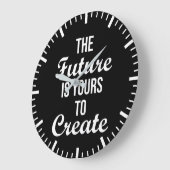 未来は自分で創り出す – ハッスル、成功 ラージ壁時計 (傾斜)