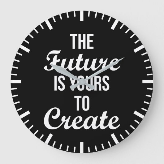 未来は自分で創り出す – ハッスル、成功 ラージ壁時計 (正面)
