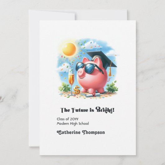 未来は輝かしい ファイナンス卒業写真 案内状 (正面)