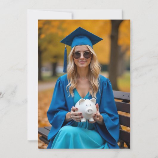 未来は輝かしい ファイナンス卒業写真 案内状 (裏面)