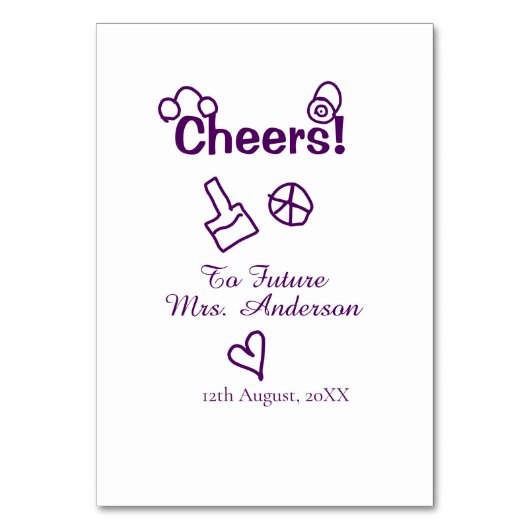 未来への応援ミセス花嫁の名前パープルドードルを追加 テーブルナンバー (正面)