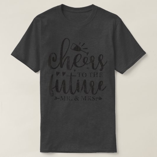 未来への応援レトロ花嫁の夫妻結婚 Tシャツ (デザイン正面)