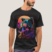 未来への樹皮: 80s Synthwave Dog Graphic Tシャツ (正面)
