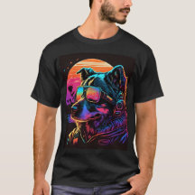 未来への樹皮: 80s Synthwave Dog Graphic