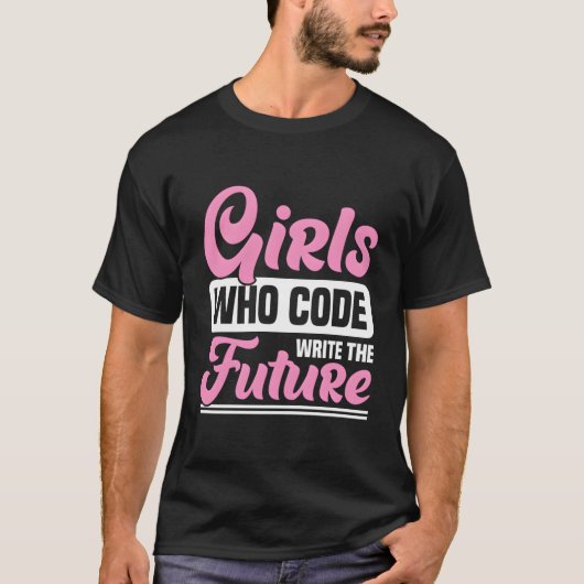 未来をコーディングす書る女の子 – コーディングする女の子 Tシャツ (正面)