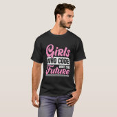 未来をコーディングす書る女の子 – コーディングする女の子 Tシャツ (正面フル)