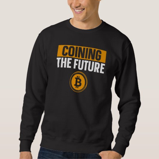 未来を刻む Bitcoin BTC 暗号通貨 メンズ 名言 スウェットシャツ (正面)