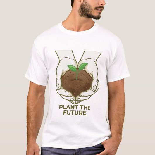 未来を植えるミニマリストガーデニンググラフィック Tシャツ (正面)