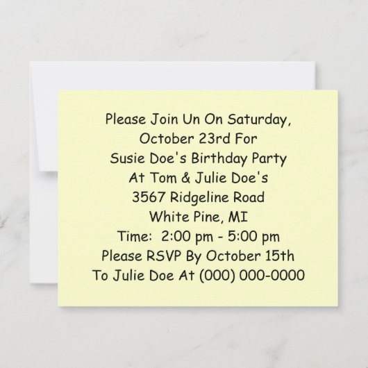 未来を語る少女が子どもの招待状 招待状 (裏面)