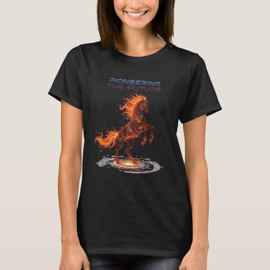 未来を開拓するファイアホーステックAI開発者 Tシャツ (正面)