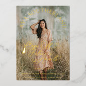 未来エレガントの帽子が待っている！卒業写真 箔招待状 (正面)