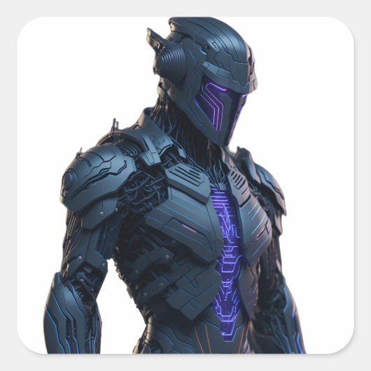 未来クールロボットデザイン高品質 スクエアシール (正面)