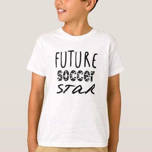 未来サッカーのスターユニセックスキッズティー Tシャツ (正面)