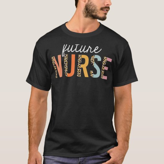 未来ナース学生ヒョウ印刷看護学校 Tシャツ (正面)
