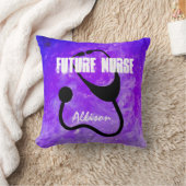 未来ナース看護学生パープルパーソナライズされた クッション (ブランケット)