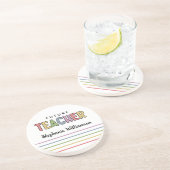 未来パーソナライズされた先生カラフルかわいい贈り物 コースター (側面)