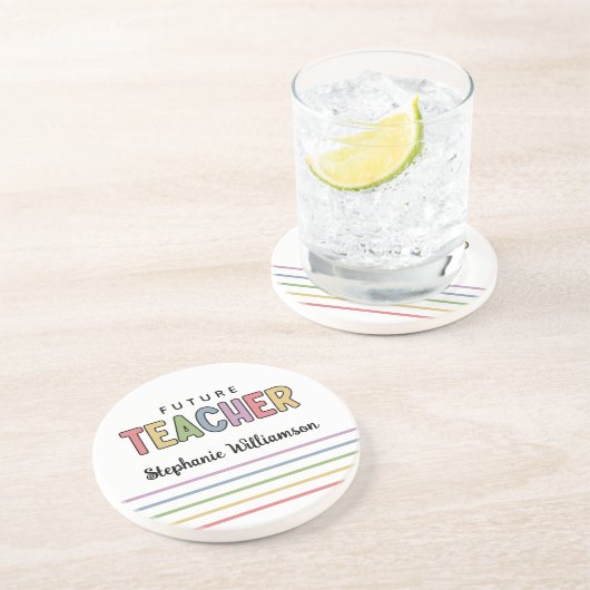 未来パーソナライズされた先生カラフルかわいい贈り物 コースター (側面)