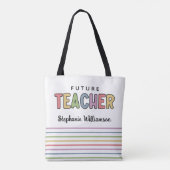 未来パーソナライズされた先生カラフルかわいい贈り物 トートバッグ (裏面)