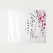 未来ミセスさくらんぼブロッサムピンクブライダルシャワー タペストリー (正面(横))