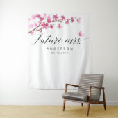 未来ミセスさくらんぼブロッサムピンクブライダルシャワー タペストリー (インサイチュ)