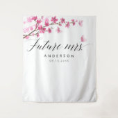 未来ミセスさくらんぼブロッサムピンクブライダルシャワー タペストリー (正面)