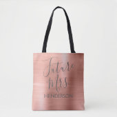 未来ミセスバラ金ゴールド赤面ピンクメタルモダン トートバッグ (正面)