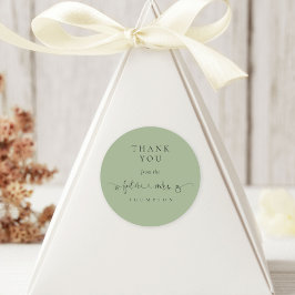 未来ミセスブライダルシャワーセージ緑ありがとう ラウンドシール