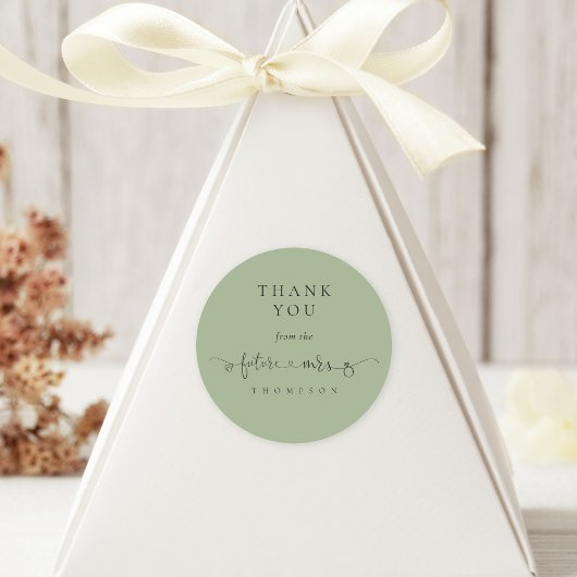 未来ミセスブライダルシャワーセージ緑ありがとう ラウンドシール