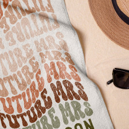 未来ミセス・テラコッタセージ緑レトロ60のシンプル ビーチタオル