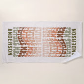 未来ミセス・テラコッタセージ緑レトロ60のシンプル ビーチタオル (正面)