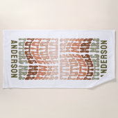 未来ミセス・テラコッタセージ緑レトロ60のシンプル ビーチタオル (正面)