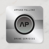 未来モダンのボタンフレーム正方形ビジネスカー スクエア名刺 (正面)