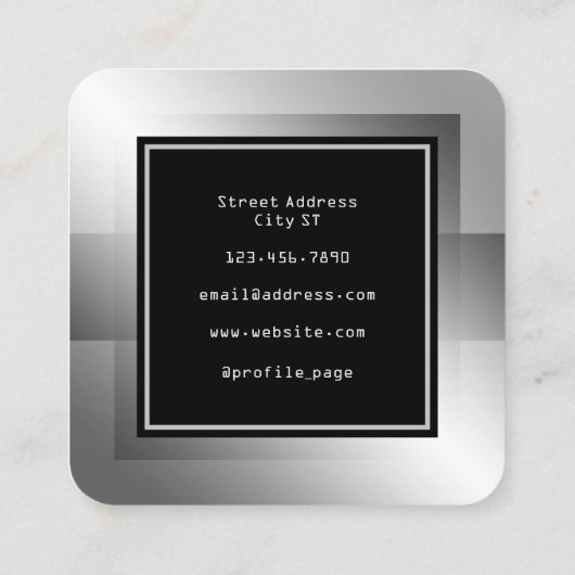 未来モダンのボタンフレーム正方形ビジネスカー スクエア名刺 (裏面)