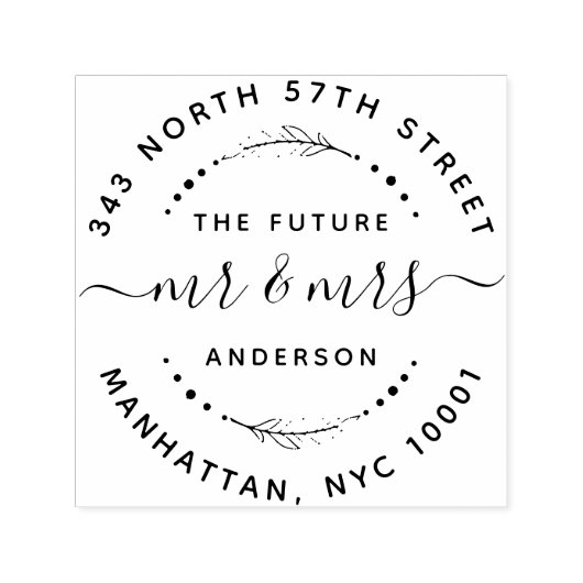 未来モダンのミセスの結婚差出人住所 セルフインキングスタンプ (デザイン)