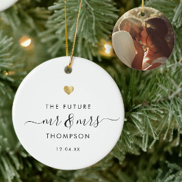 未来モダンのミセス・婚約金ゴールド セラミックオーナメント