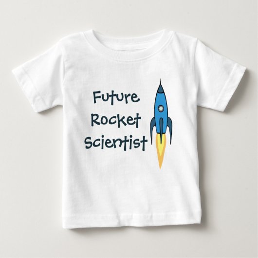 未来ロケット科学者ブルー宇宙少年おもしろい ベビーTシャツ (正面)