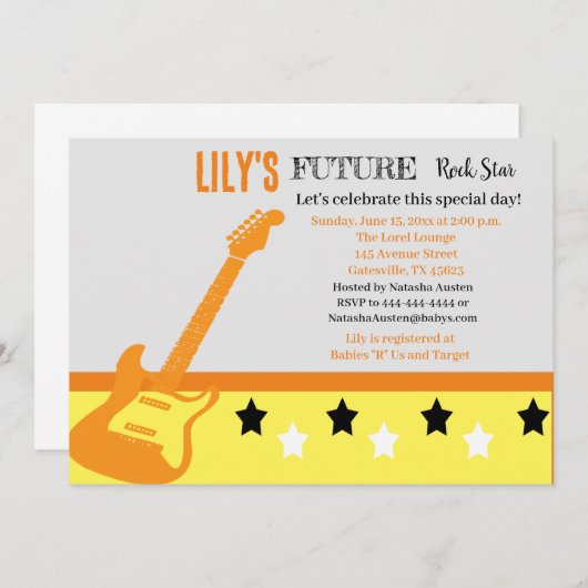 未来ロッカーベビーシャワーイエロー招待状 招待状 (正面/裏面)