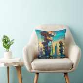 未来型ディストピア都市AIが生成絵画した クッション (椅子)