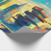 未来型ディストピア都市AIが生成絵画した ラッピングペーパー (角)