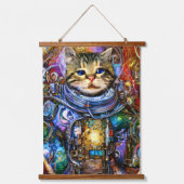 未来型宇宙飛行士の猫宇宙 吊り下げ型タペストリー (正面)