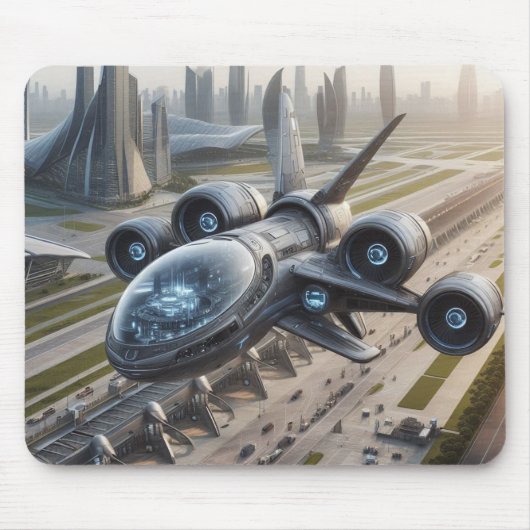 未来描写の航空機のデジタル マウスパッド (正面)