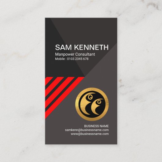 未来派の赤い矢のマンパワーのコンサルタント 名刺 (正面)