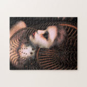 未来派の頭飾りのサイファイの女性 ジグソーパズル (横)